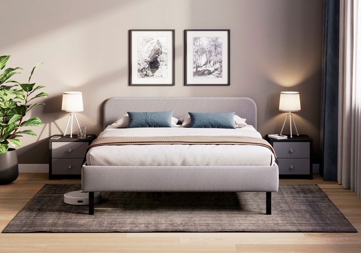 Спальная кровать Hanna 140х200 с основанием (Багама серый) в Заводоуковске - изображение 1