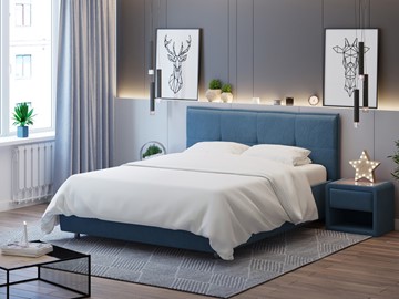 Спальная кровать Lino 140х200, Велюр (Monopoly Прованский синий (792)) в Тобольске
