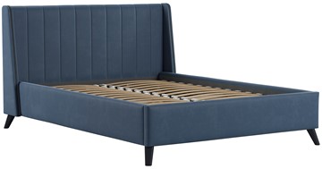 Полутороспальная кровать Мелисса 140, арт. Тори 83 велюр (серо-синий) + кроватное дно в Тюмени - предосмотр 2