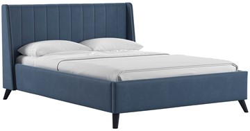 Полутороспальная кровать Мелисса 140, арт. Тори 83 велюр (серо-синий) + кроватное дно в Заводоуковске