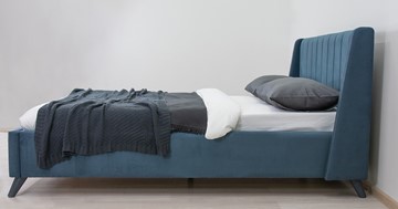 Полутороспальная кровать Мелисса 140, арт. Тори 83 велюр (серо-синий) + кроватное дно в Тюмени - предосмотр 6