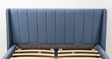 Полутороспальная кровать Мелисса 140, арт. Тори 83 велюр (серо-синий) + кроватное дно в Тюмени - предосмотр 8