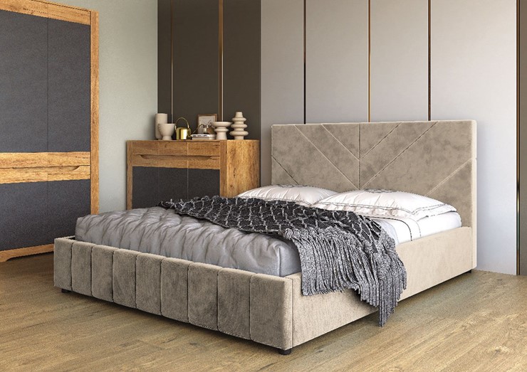 Спальная кровать Нельсон Линия 140х200 (вариант 3) с основанием в Тюмени - изображение 1