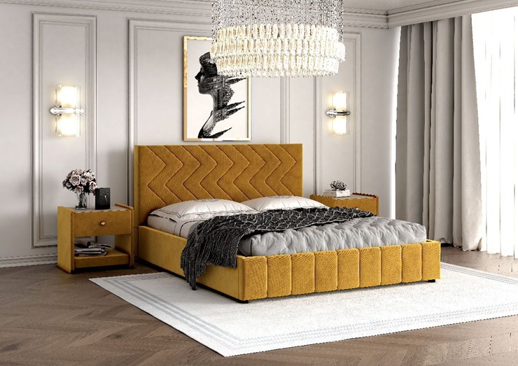 Кровать 1,5-спальная Нельсон Зиг Заг 120х200 (вариант 1) с основанием в Тюмени - изображение 1