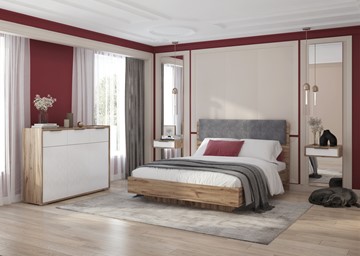 Кровать 1.5-спальная Николь (мод.1.1) 1,4 серый текстиль, с ортопедическим основанием в Тюмени - предосмотр 1