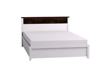 Кровать полутороспальная Норвуд 33 с гибкими ламелями металл, Белый-Орех шоколадный в Тюмени