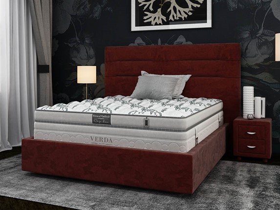 Спальная кровать Modern Compact/Island M 160х200, Микровелюр (Manhattan Гранатовый) в Заводоуковске - изображение