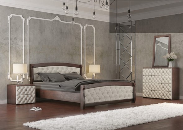 Кровать двуспальная Магнат 160*200 с основанием, мягкие спинки в Тюмени - изображение