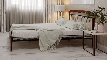 Спальная кровать Муза 4 Лайт, 1600, черный/махагон в Тюмени - предосмотр