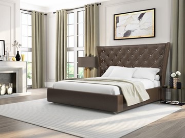 Спальная кровать Ника 180х200 с основанием, Ideal 318.кож.зам в Тюмени