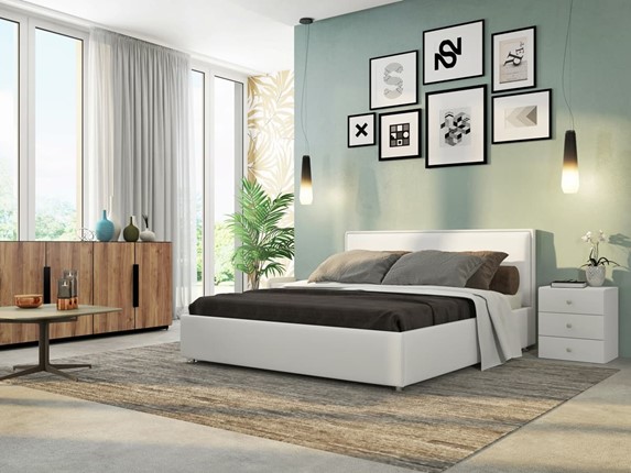 Кровать в спальню Нэнси 180х200 с основанием, Ideal 301.кож.зам в Заводоуковске - изображение