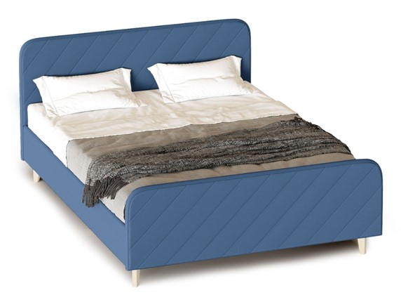 Спальная кровать Мелоди 1400 (с основанием) Альба синий в Тюмени - изображение