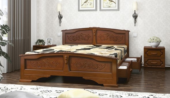 Кровать с выкатными ящиками Елена (Орех) 140х200 в Заводоуковске - изображение