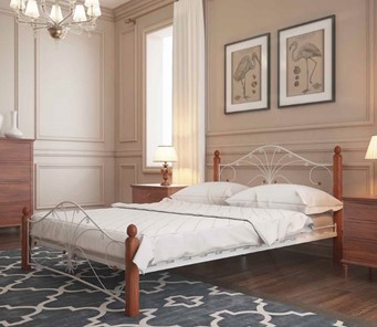 Спальная кровать Фортуна 1, 1600, белый/махагон в Тюмени - предосмотр