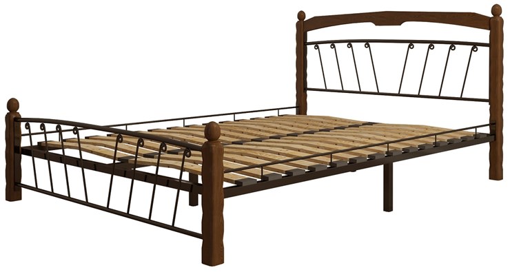 Кровать двуспальная Муза 1, 1600, черный/махагон в Тюмени - изображение 1