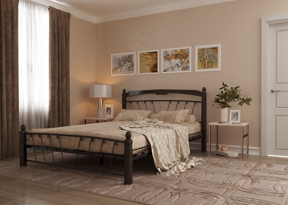 Двуспальная кровать Муза 1, 1600, черный/шоколад в Тюмени - изображение