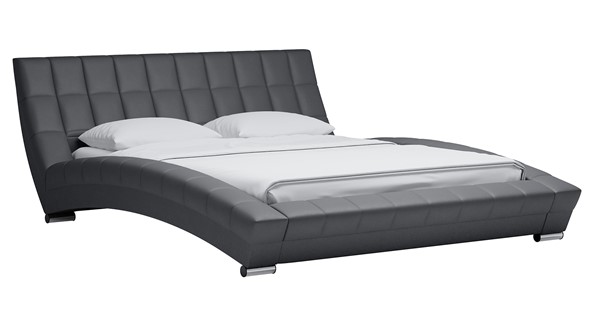 Спальная кровать Оливия 160 арт. Марика 485 к/з (серый) с основанием в Тюмени - изображение