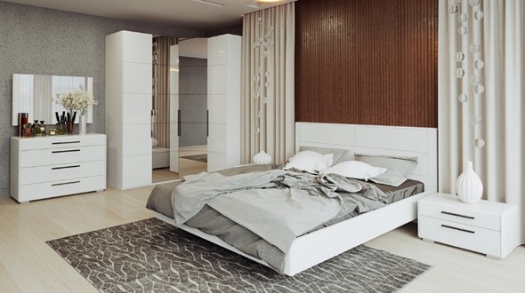 Гарнитур спальный Наоми №4, цвет Белый глянец в Заводоуковске - изображение