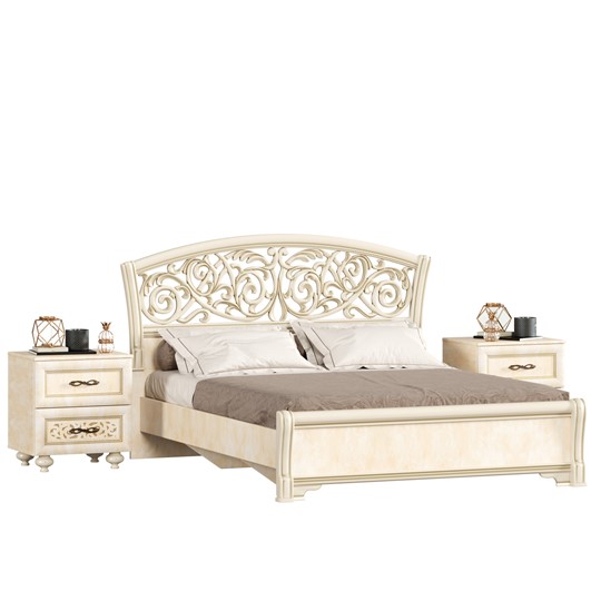 Гарнитур спальный Александрия, кровать, 2 тумбочки, Ленто в Тюмени - изображение