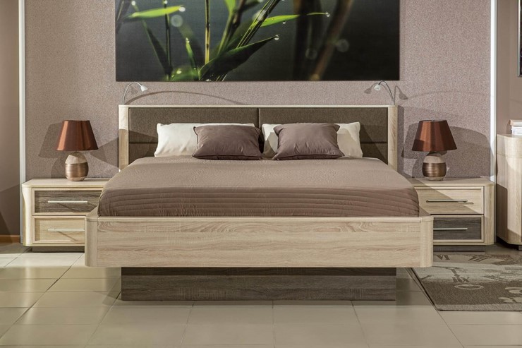 Модульная спальня Бруна базовый набор, Сономе эйч светлая/Сономе эйч темная в Тюмени - изображение