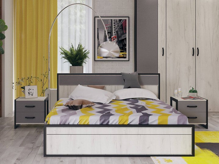 Модульная спальня Техно №3 Дуб крафт белый/Серый шифер в Тюмени - изображение