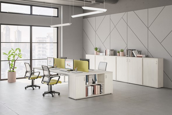 Набор мебели в офис Комфорт КФ (белый премиум) на сером металокаркасе в Заводоуковске - изображение
