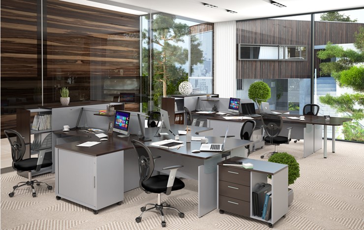 Комплект офисной мебели OFFIX-NEW для двух сотрудников и руководителя в Ишиме - изображение 1