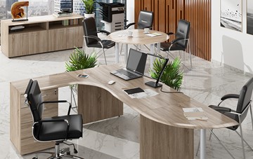 Комплект офисной мебели Wave 2, рабочий стол и конференц-стол в Тюмени