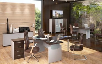 Комплект офисной мебели OFFIX-NEW для двух сотрудников и руководителя в Заводоуковске