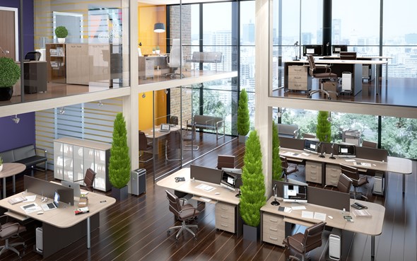 Набор мебели в офис Xten в опенспэйс для четырех сотрудников в Заводоуковске - изображение