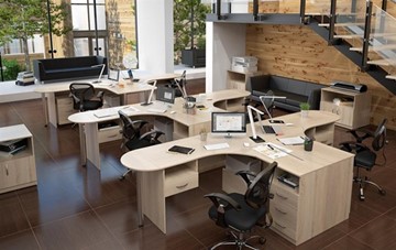 Мебель для персонала SIMPLE с эргономичными столами и тумбами в Заводоуковске - предосмотр