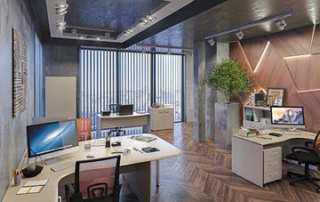 Комплект офисной мебели Wave 3, 3 рабочих места и шкафы в Заводоуковске