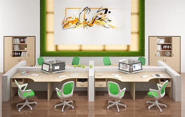 Набор мебели в офис SIMPLE с эргономичными столами и шкафом в Тюмени - изображение
