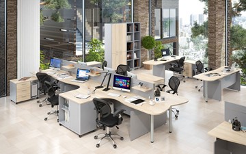 Набор мебели в офис OFFIX-NEW для 4 сотрудников с двумя шкафами в Заводоуковске - предосмотр