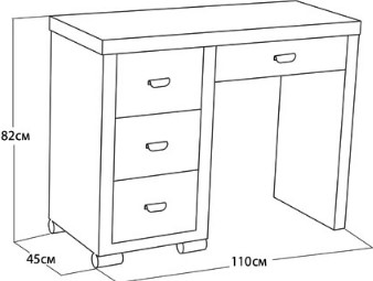 Косметический стол OrmaSoft 2, 4 ящика, левый, экокожа черная в Тюмени - изображение 1
