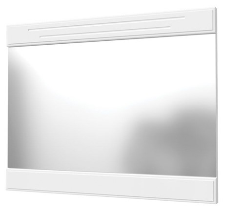 Зеркало настенное Олимп с декоративными планками (белый) в Заводоуковске - изображение