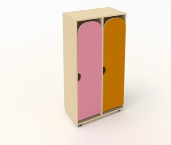 Детский распашной шкаф ШГ2 Беж+Оранжевый+Розовый в Тюмени
