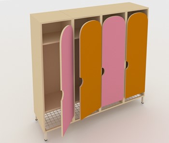 Детский шкаф ШГС4 Беж + Розовый + Оранжевый в Заводоуковске