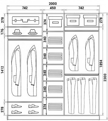 Шкаф трехдверный ХИТ 24-20-777-10, Замок, Вариант №1, Белая шагрень в Ишиме - изображение 2