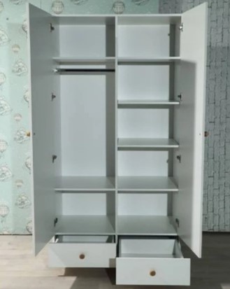 Детский шкаф 2-створчатый Нордик с 2 ящиками и перегородкой в Заводоуковске - изображение 1