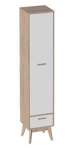 Детский шкаф одностворчатый Калгари, Дуб натуральный светлый/Белый матовый в Ишиме