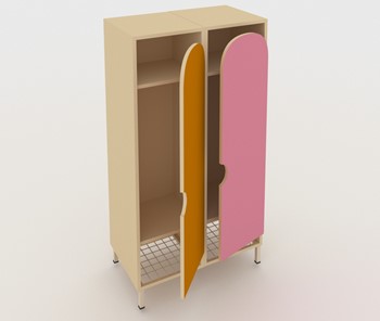 Детский двухдверный шкаф ШГС2 Беж + Розовый+Оражневый в Ишиме