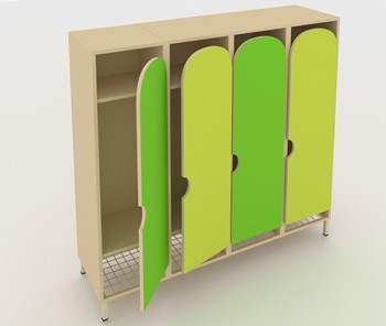 Распашной детский шкаф ШГС4 Беж + Зеленая мамба + Лайм в Тюмени