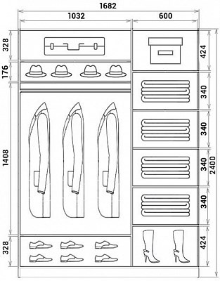 Шкаф-купе двухдверный Хит-24-17-77-17, Абстракция №1, Ясень анкор светлый в Тюмени - изображение 2