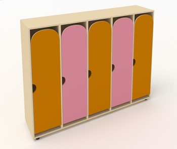 Детский шкаф ШГ5У Беж+Оранжевый+Розовый в Заводоуковске
