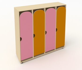 Распашной детский шкаф ШГ4У Беж+Оранжевый+Розовый в Заводоуковске