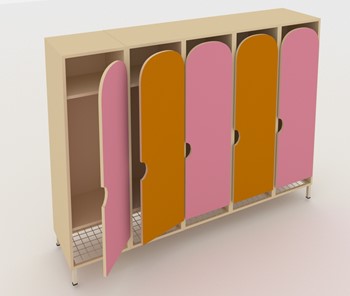 Детский шкаф распашной ШГС5 Беж +Оранжевый + Розовый в Тюмени