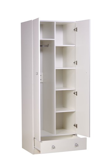 Шкаф двухсекционный с 1 ящиком POLINI Kids Simple Белый в Тюмени - изображение 5