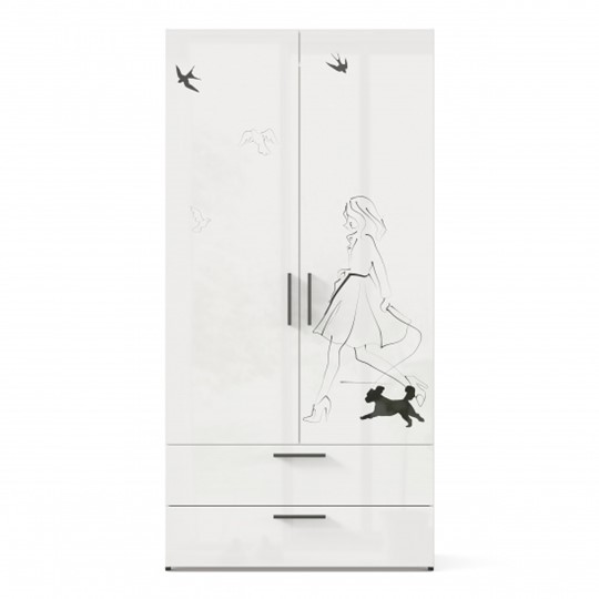 Шкаф 2х-дверный комбинированный Джоли ЛД 535.040, Серый шелк в Заводоуковске - изображение 1