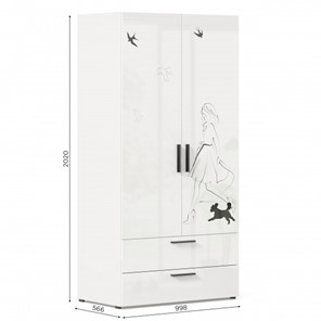 Шкаф 2х-дверный комбинированный Джоли ЛД 535.040, Серый шелк в Тюмени - предосмотр 3